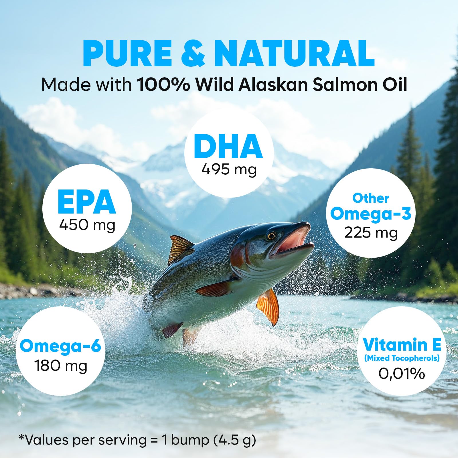 OKKÖBI aceite de salmón Alaska mejora pelaje suave y piel saludable.
