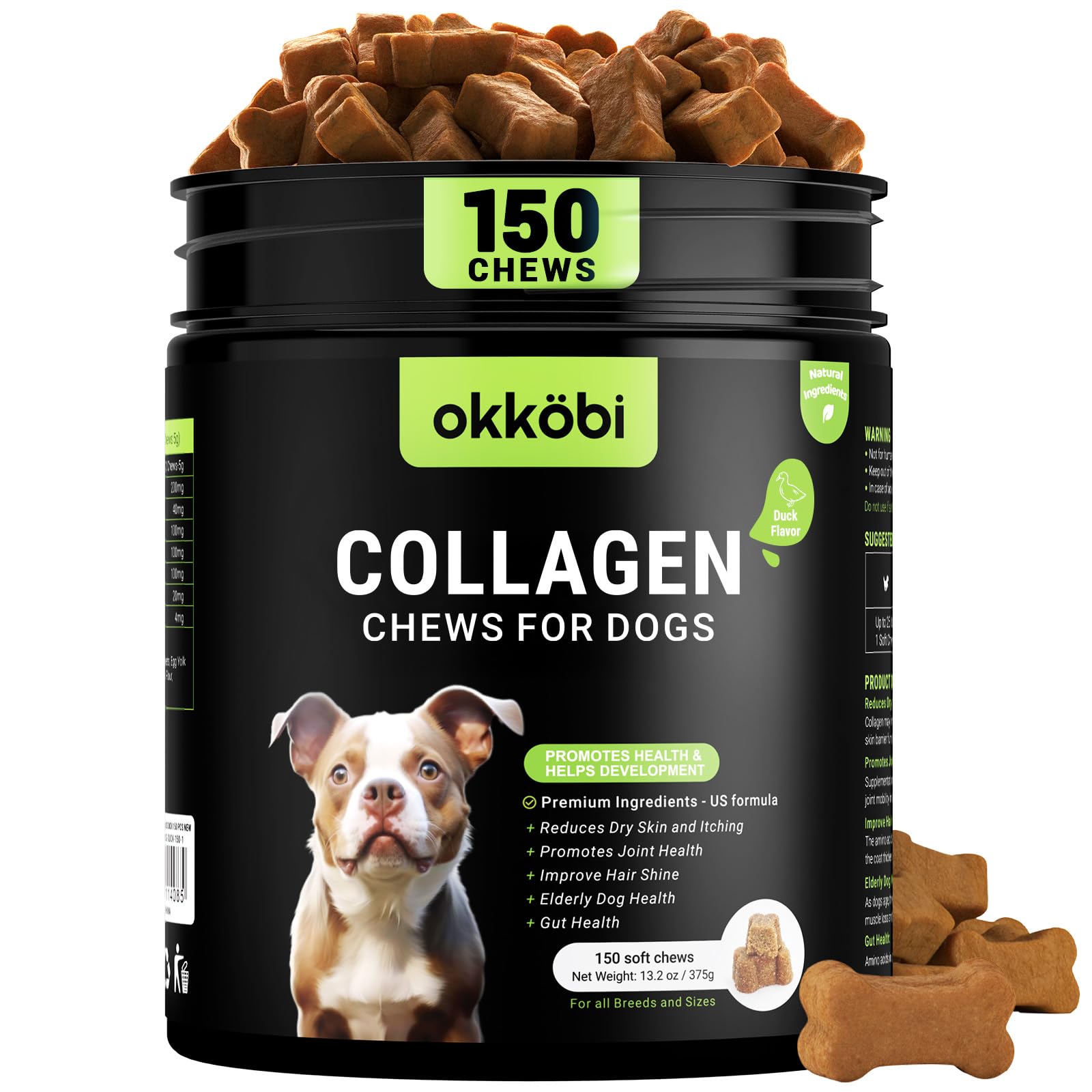 OKKÖBI Colágeno para perros, masticables, favorecen articulaciones sanas y movilidad