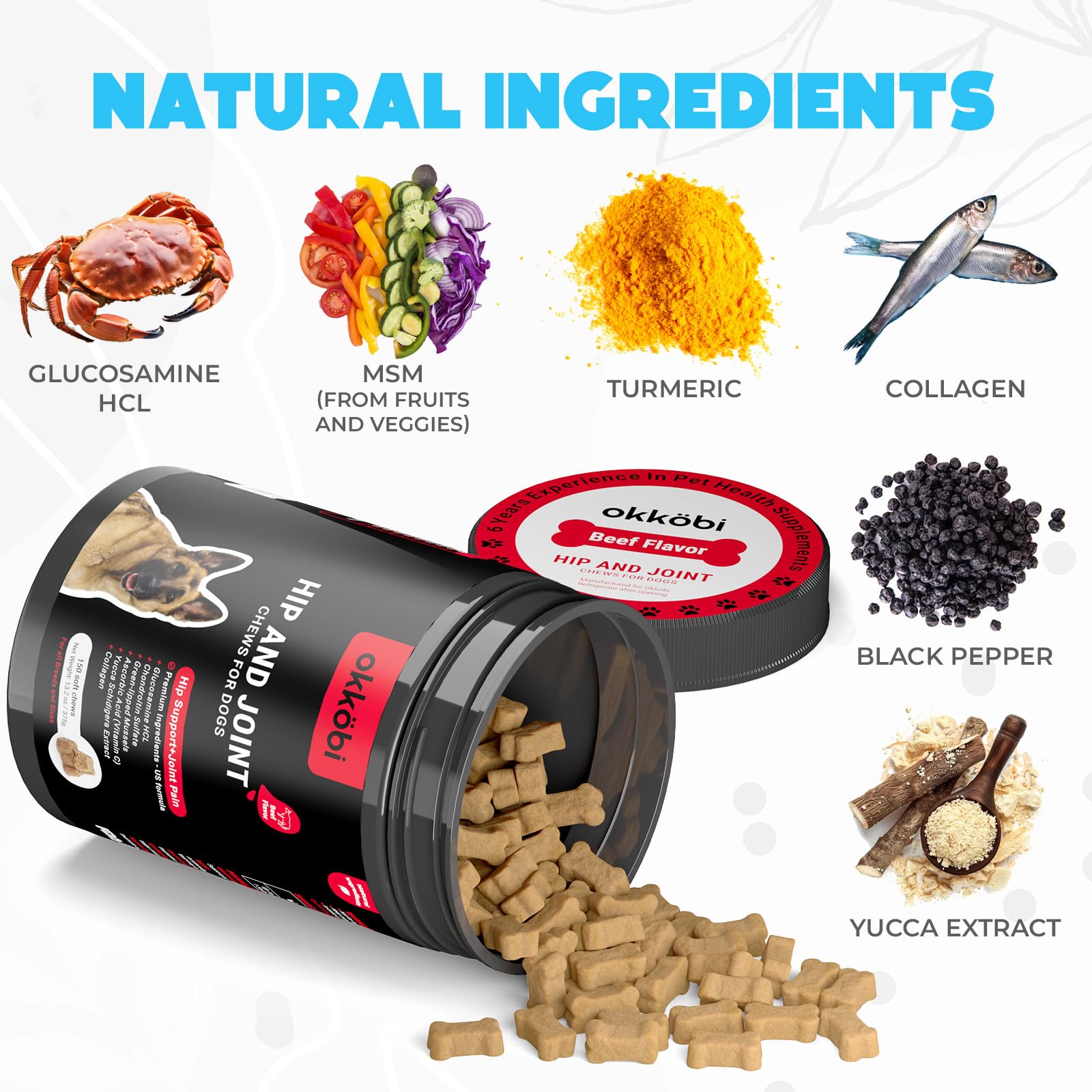 OKKÖBI Glucosamina HCL ingredientes naturales y activos