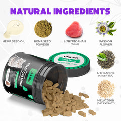 OKKÖBI ingredientes naturales cáñamo, apoyo al bienestar felino.