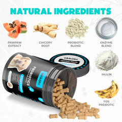 OKKÖBI Probióticos para perros: ingredientes naturales que apoyan la salud digestiva.