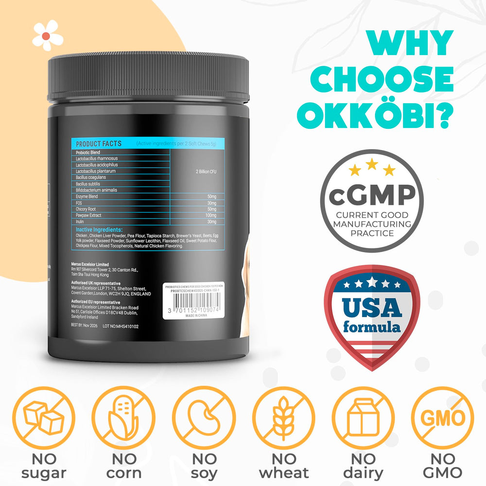 OKKÖBI Probióticos para perros: sabor res para paladar más atractivo.