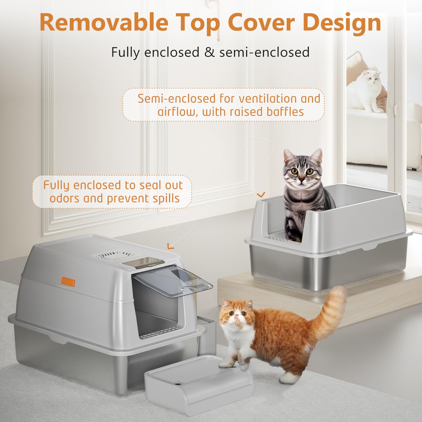 OKSOTY caja XL ofrece espacio amplio para gatos grandes y comodidad.