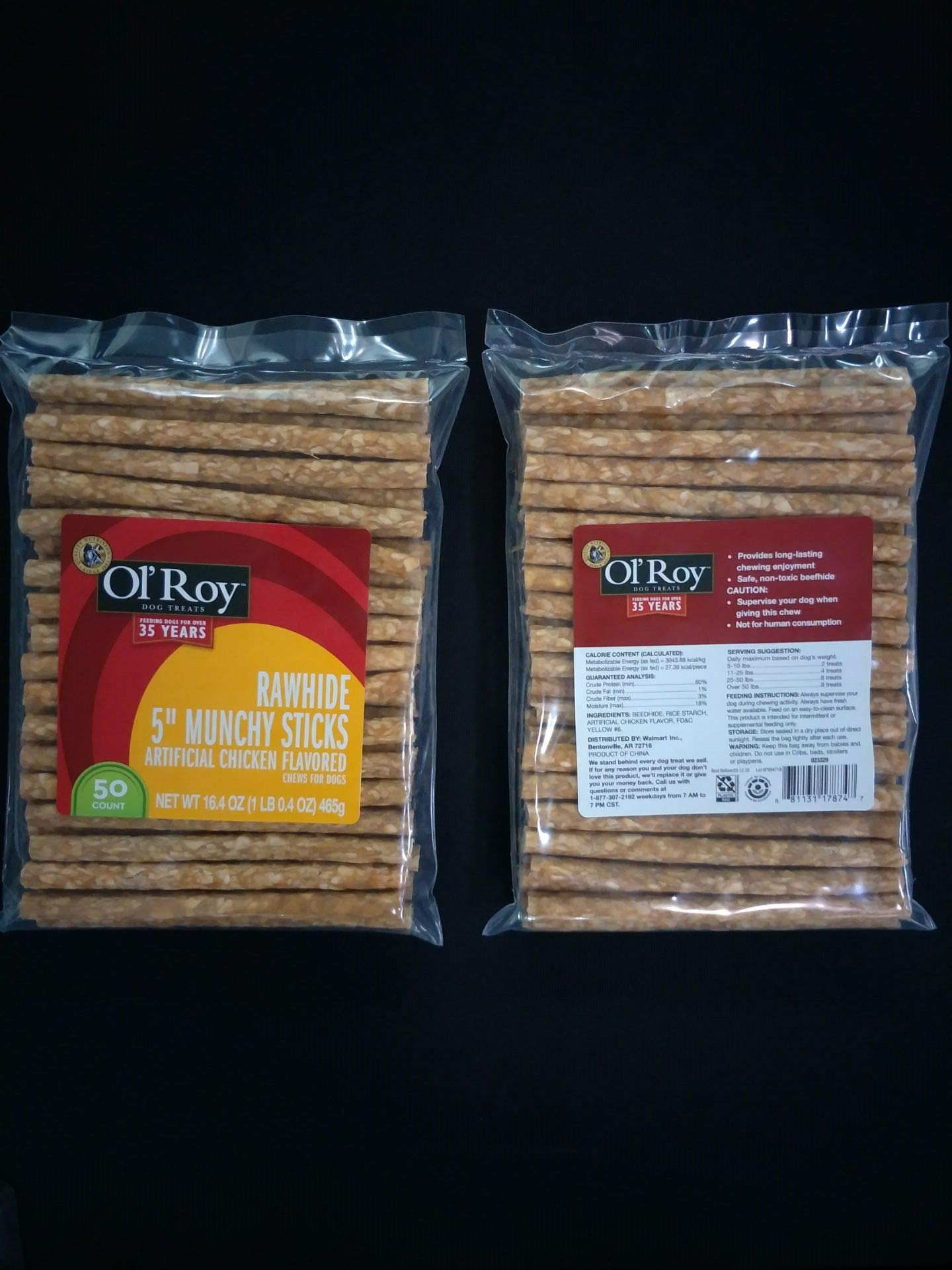 Ol' Roy cuero crudo de pollo, 50 unidades, ideal para entrenamiento diario