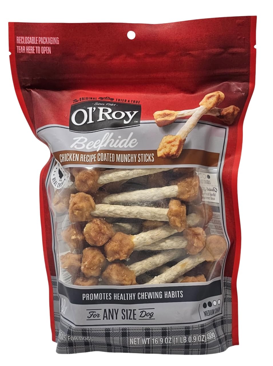 Ol' Roy palito masticable revestido de carne, premio diario para perros