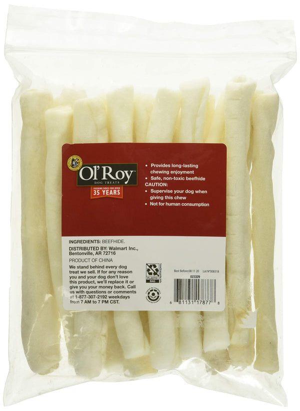 Ol' Roy rollos de cuero crudo con textura masticable para perros activos