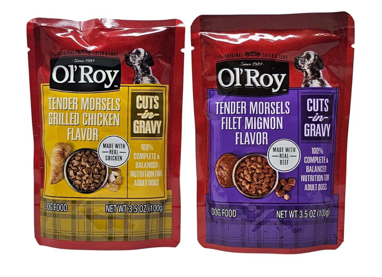 Ol' Roy sobres 3-5oz pollo parrilla, sabor apetecible para cada comida.