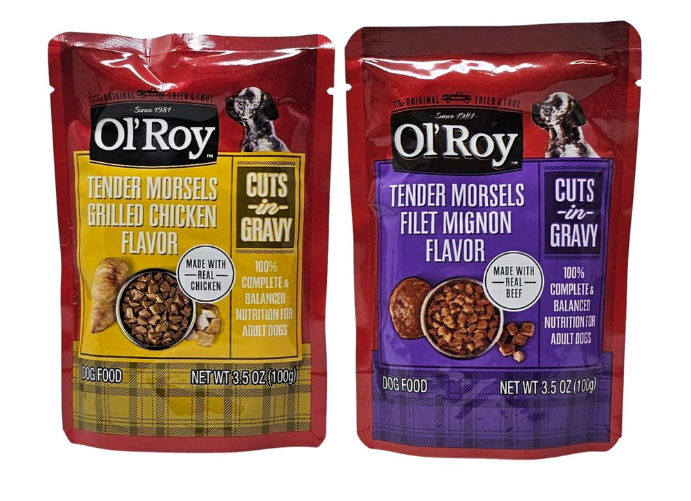 Ol' Roy sobres 3-5oz pollo parrilla, sabor apetecible para cada comida.
