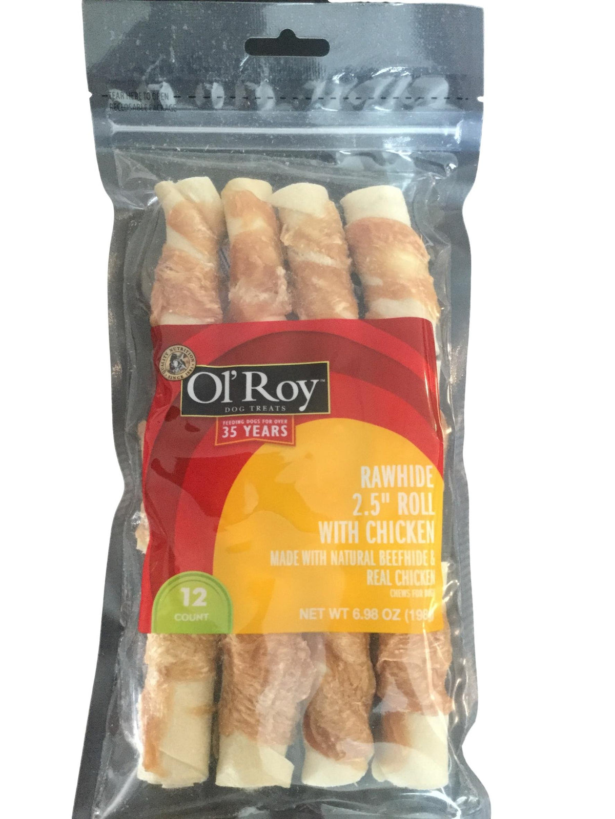 Ol' Roy Twists de Pollo en Piel Cruda, snack duradero para masticación diaria