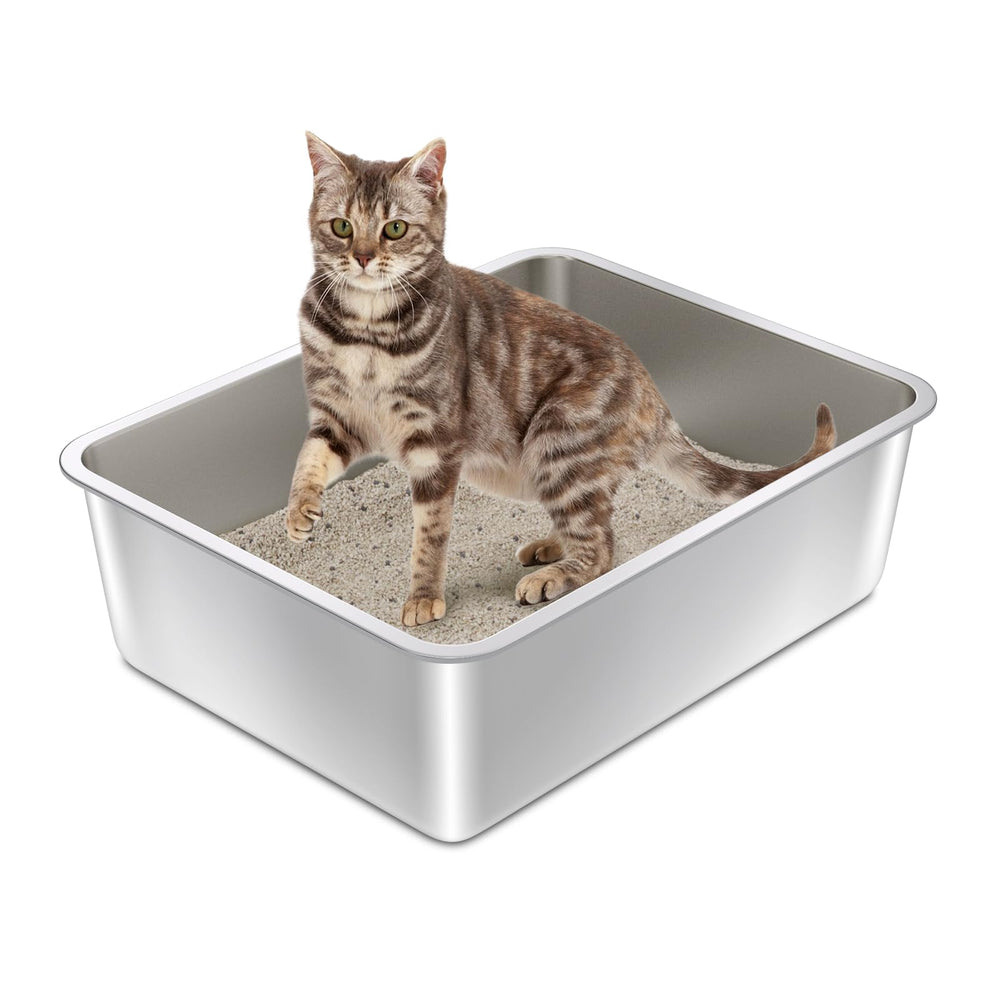 Olacat caja de arena metálica de 17.7 pulgadas, espacio cómodo para gatos adultos.