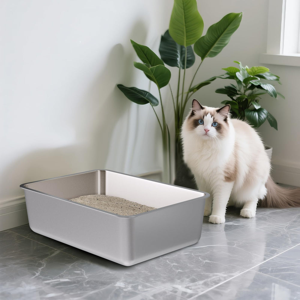 Olacat caja de arena de acero inoxidable, fácil de limpiar y mantener.