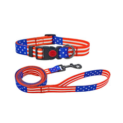 Olahibi collar para perro con patrón bandera estadounidense, ideal para uso diario.