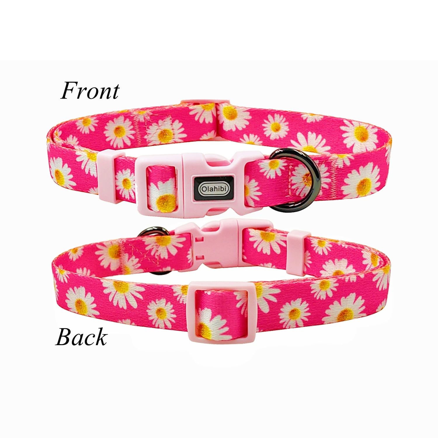 Olahibi conjunto collar y correa para paseos cotidianos con Margaritas rosa.