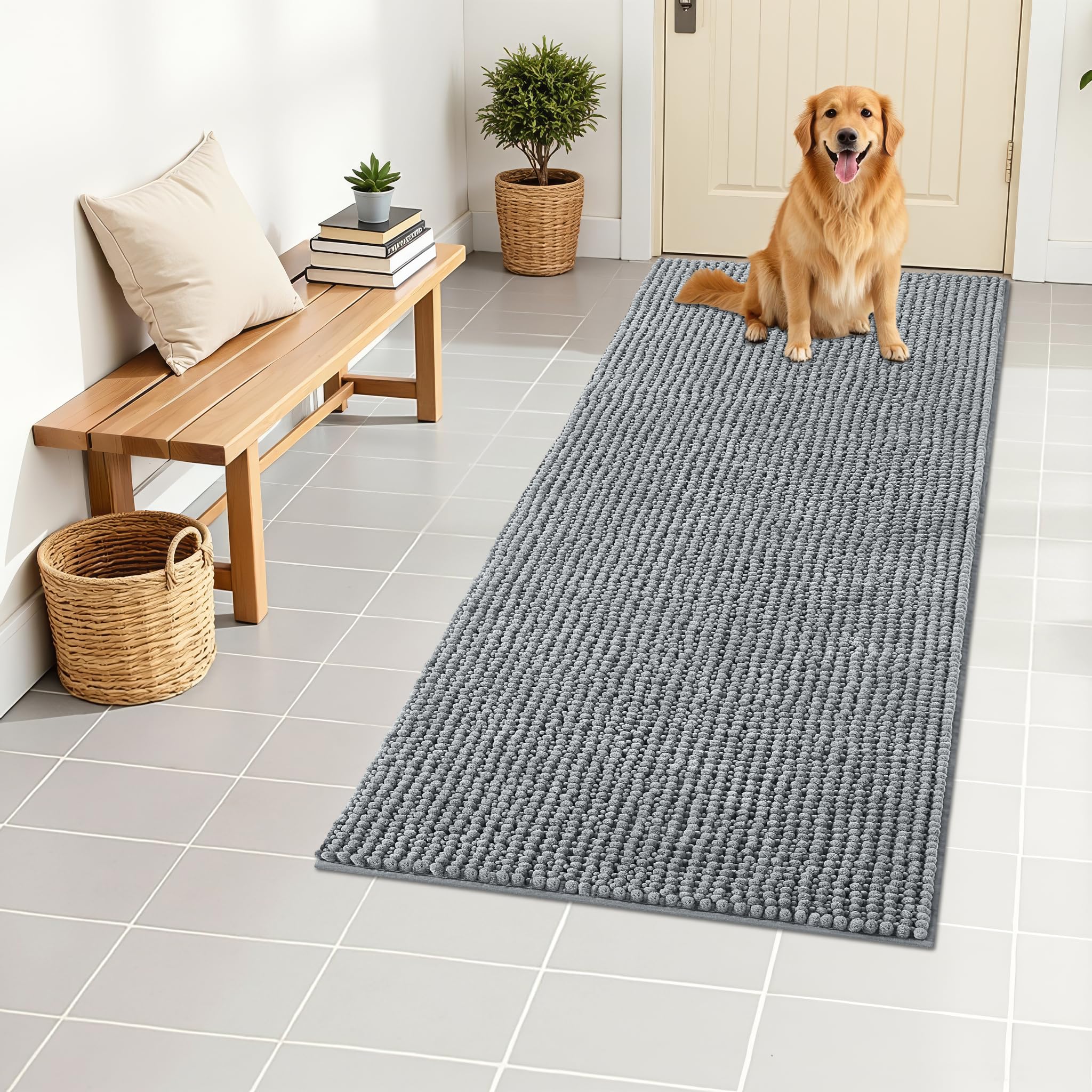 OLANLY Alfombra para perros, patas mojadas: absorbe humedad rápidamente al entrar.