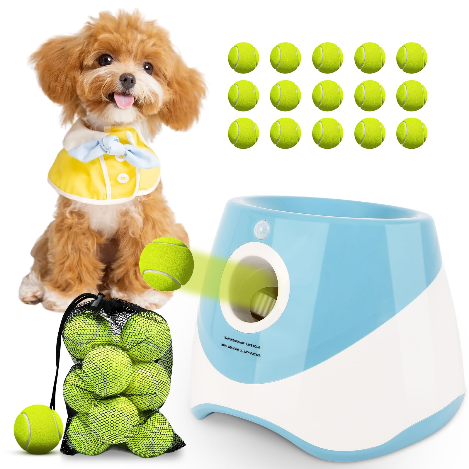 OLenyer lanzador automático de bolas para perros en funcionamiento