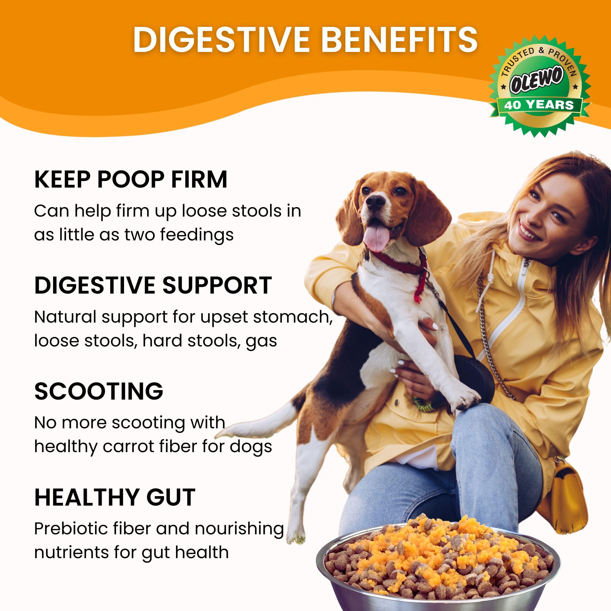 Olewo Zanahorias Originales para Perros: topping sabroso para comida seca