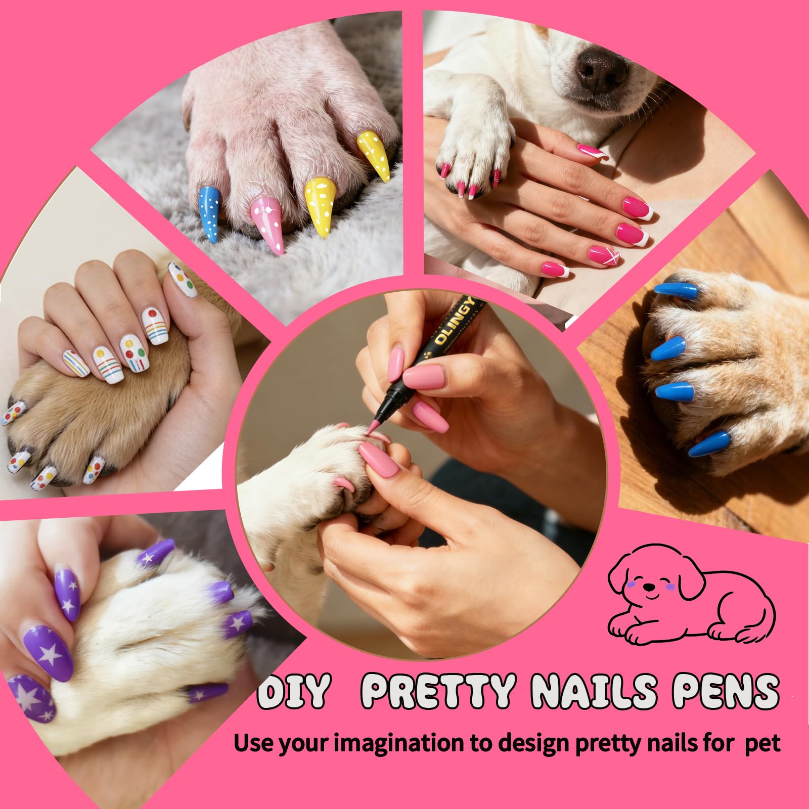 OLINGYOU esmalte para uñas de perro cobertura uniforme en uñas oscuras