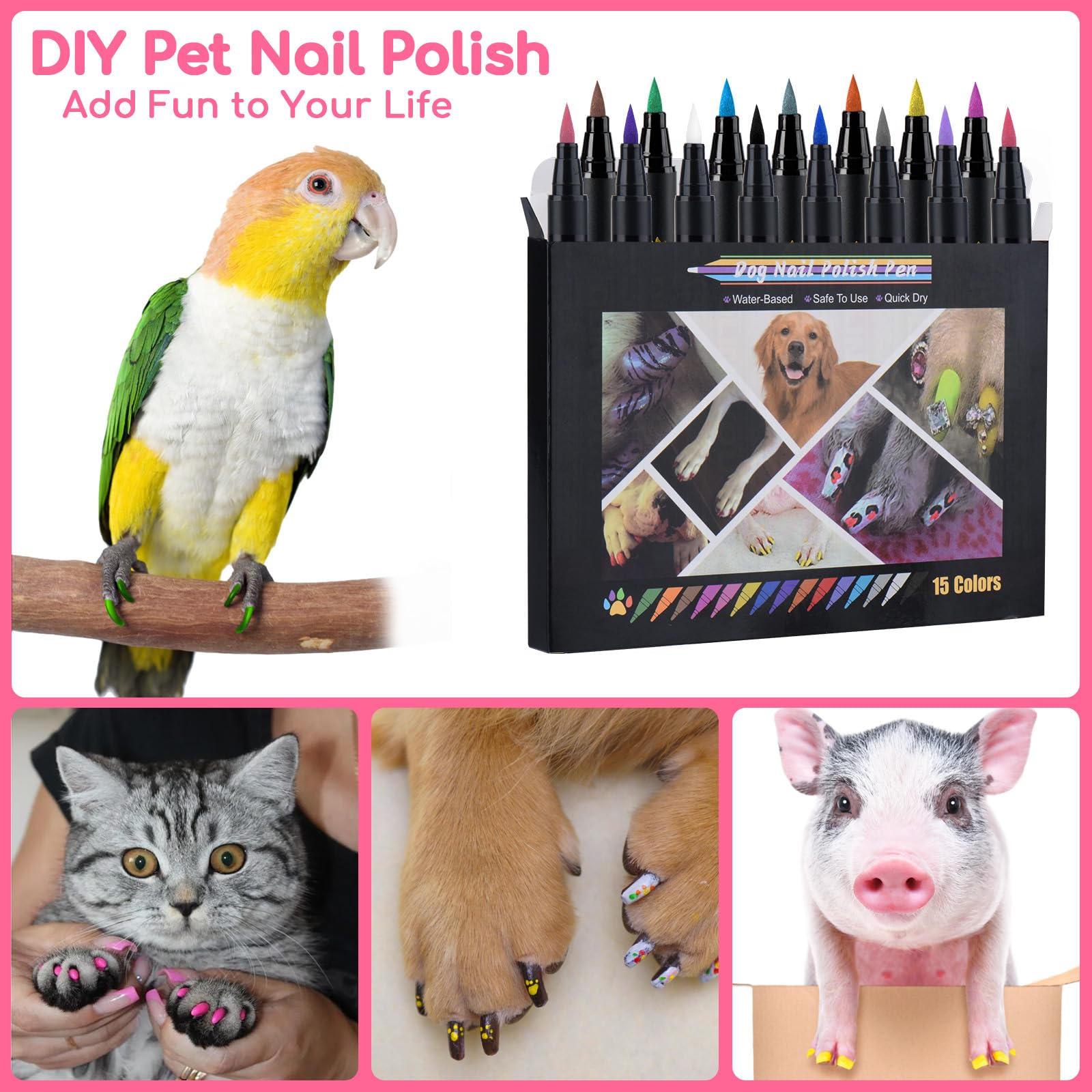 OLINGYOU esmalte para uñas de perro fácil de quitar con agua tibia
