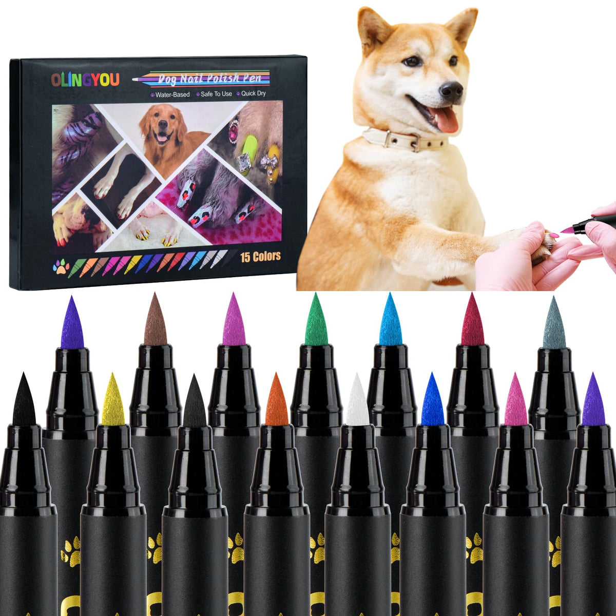 OLINGYOU esmalte para uñas de perro con secado rápido y aplicación fácil