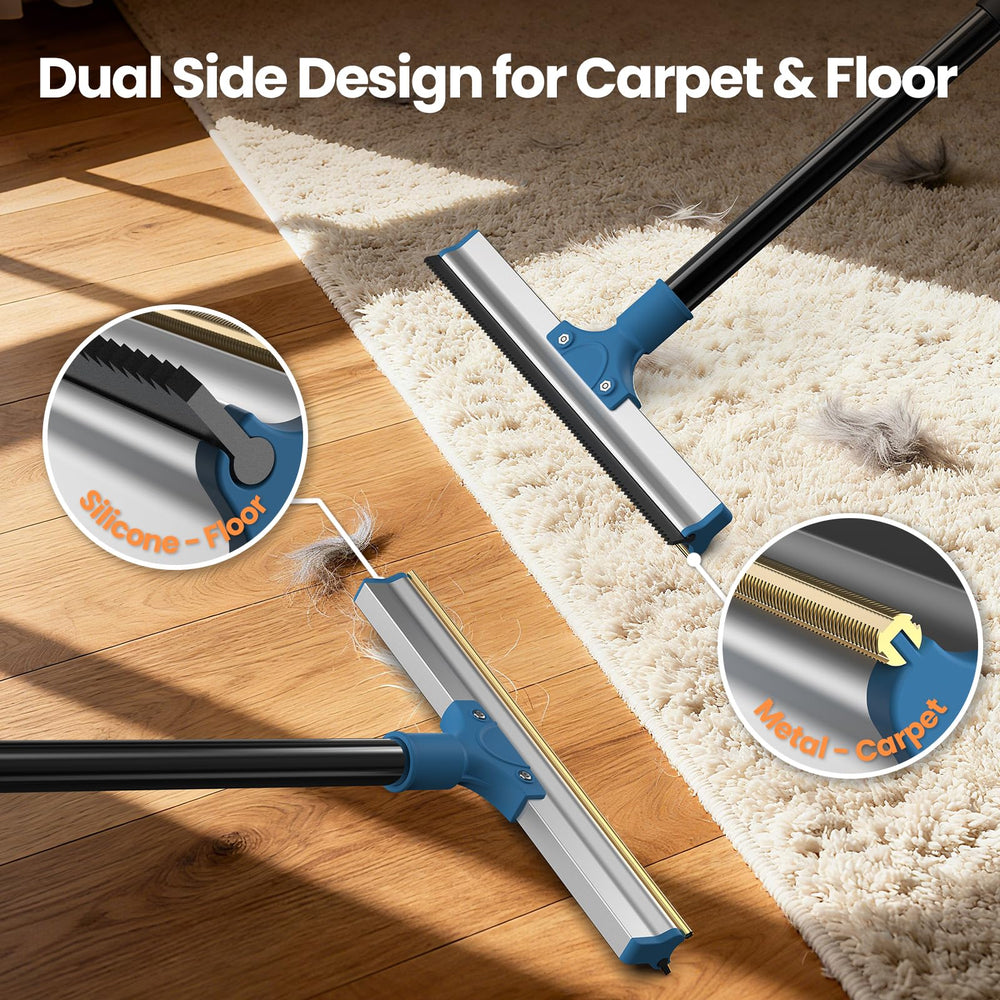 Ollapet 4 en 1 Rastrillo extendible de 48 pulgadas, llega bajo muebles para pelos incrustados.