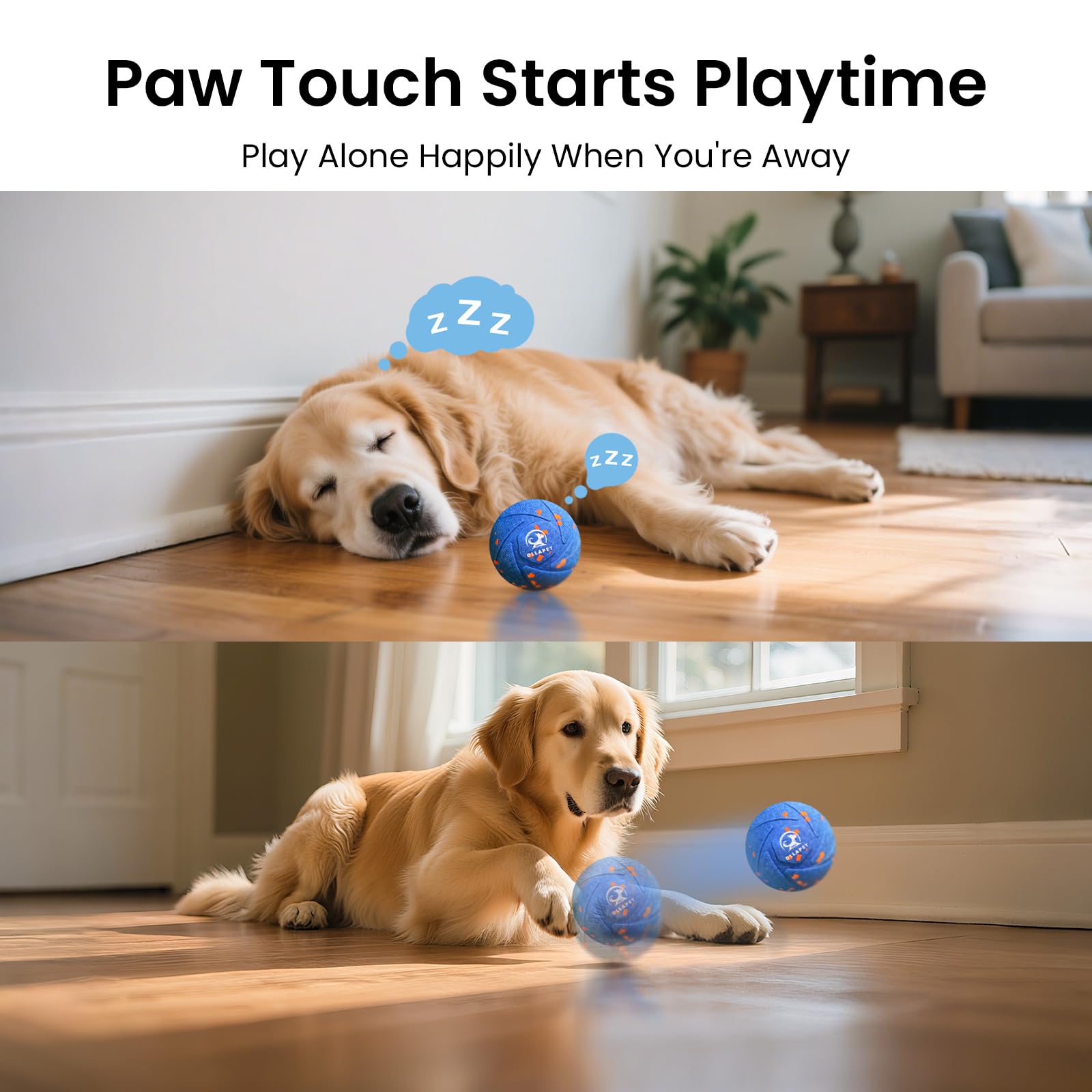 Ollapet bola con carga USB-C para menos tiempos de espera entre juegos.