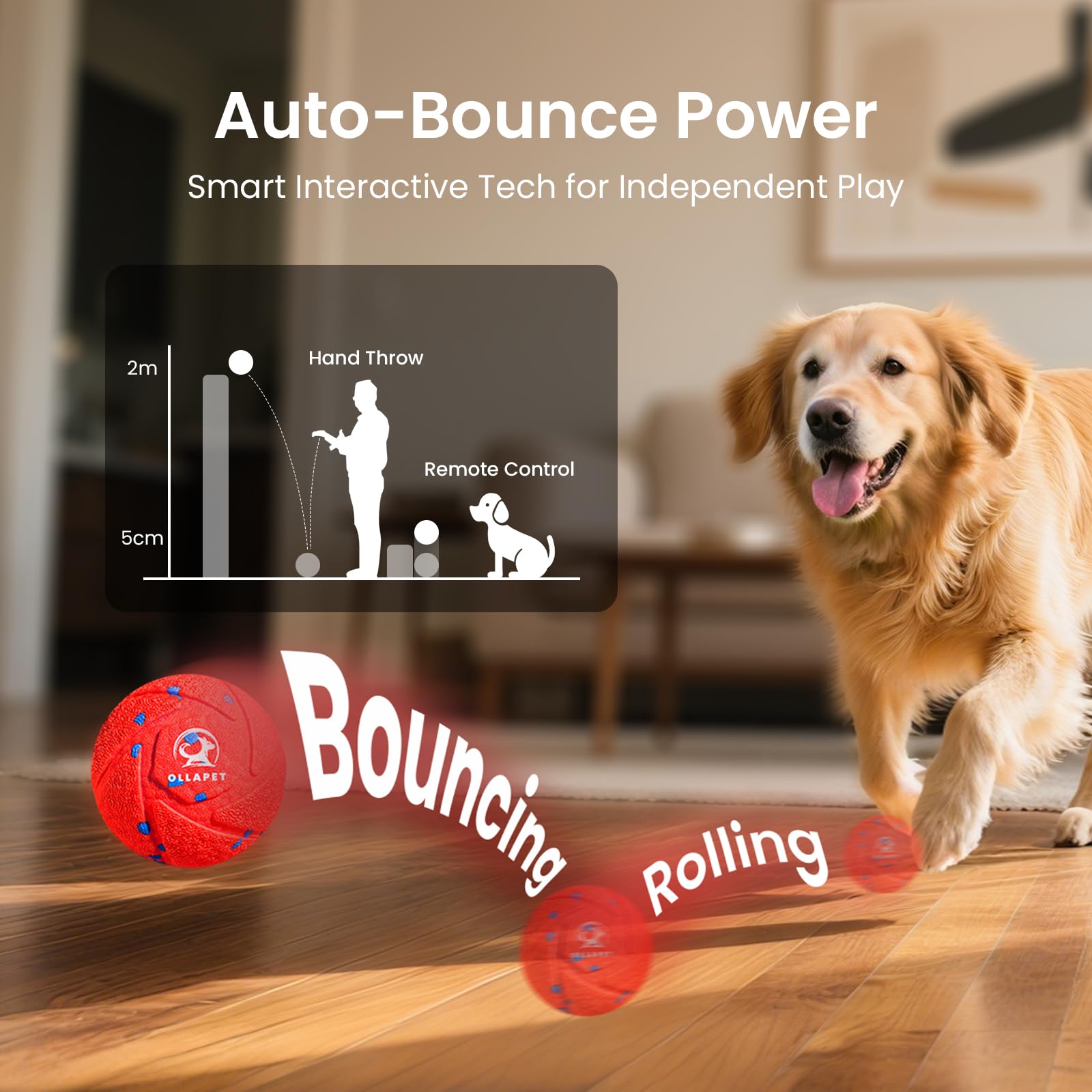Ollapet bola roja con control remoto para dirigir el juego a distancia.