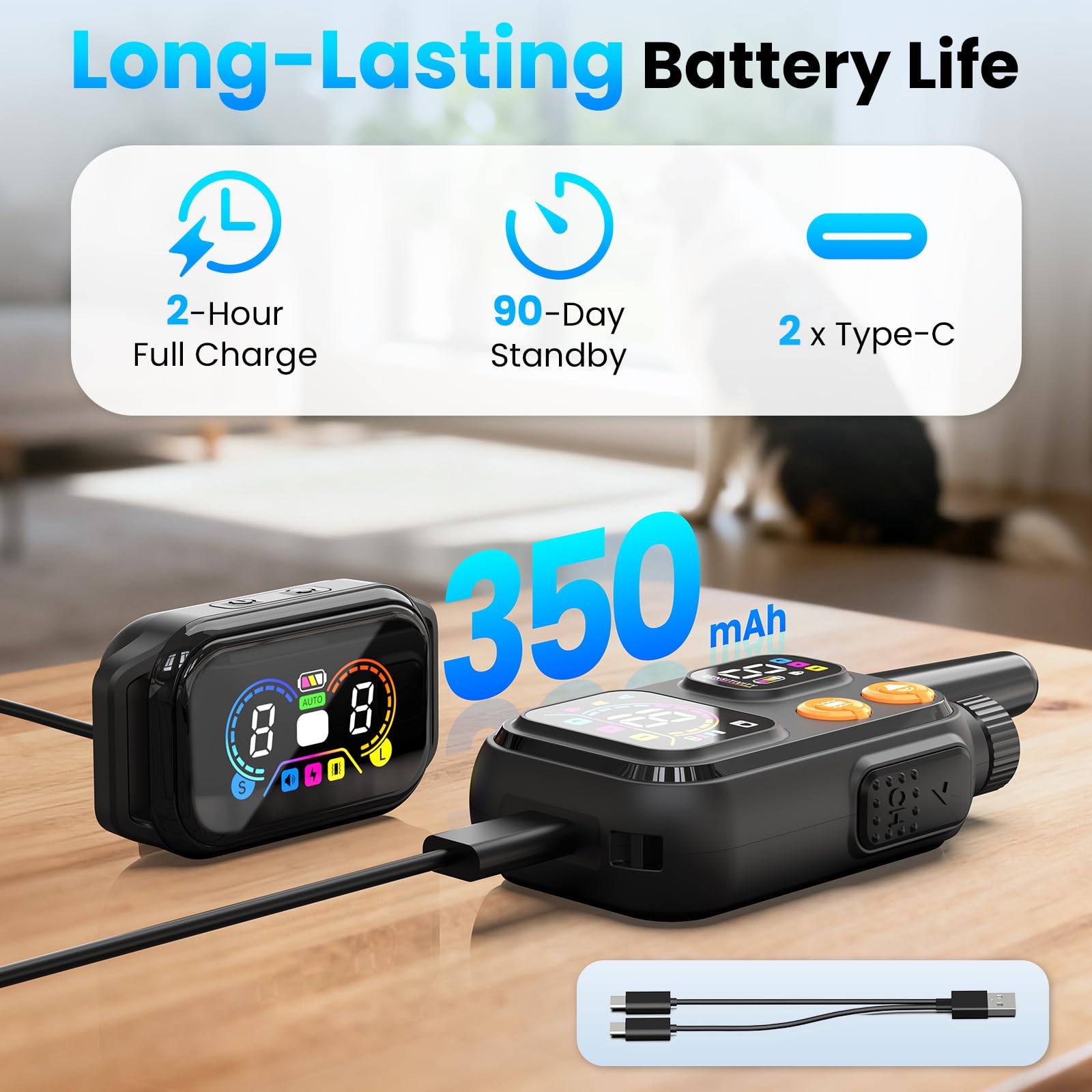 Ollapet collar batería de 350 mAh con carga rápida para mayor autonomía
