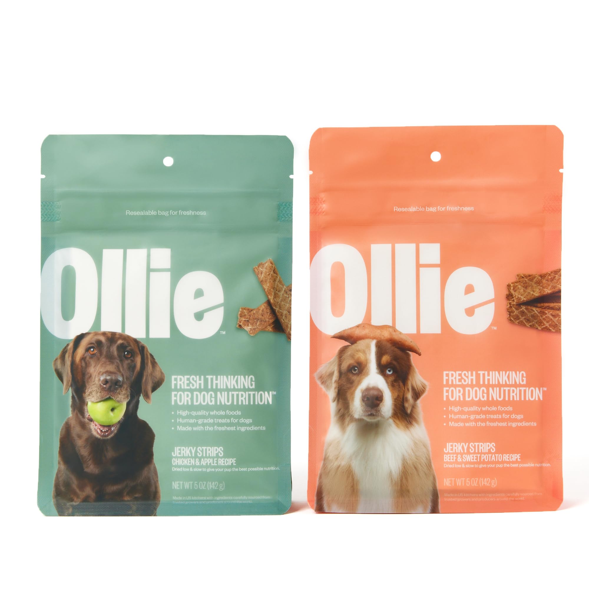 Ollie Jerky para perros, pack pollo con manzana, snack natural para premiar