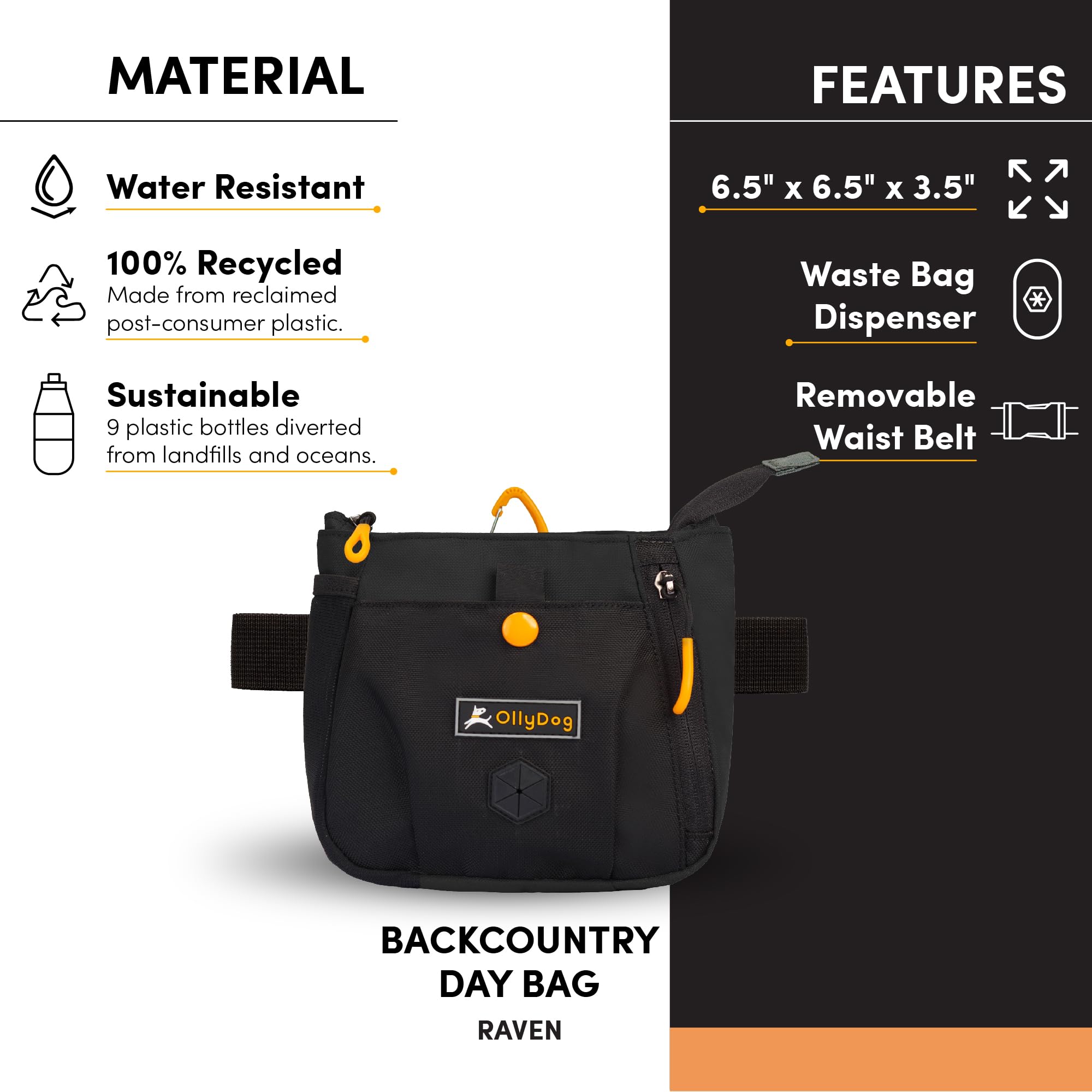 OllyDog Backcountry Day Bag, correa desmontable para ajustar a tu equipo.
