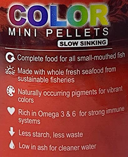 Omega One Color Mini Pellets: dosis diaria ideal para consumo rápido.