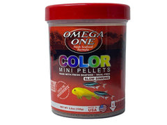 Omega One Color Mini Pellets: pellets coloridos para realzar el color de los peces.