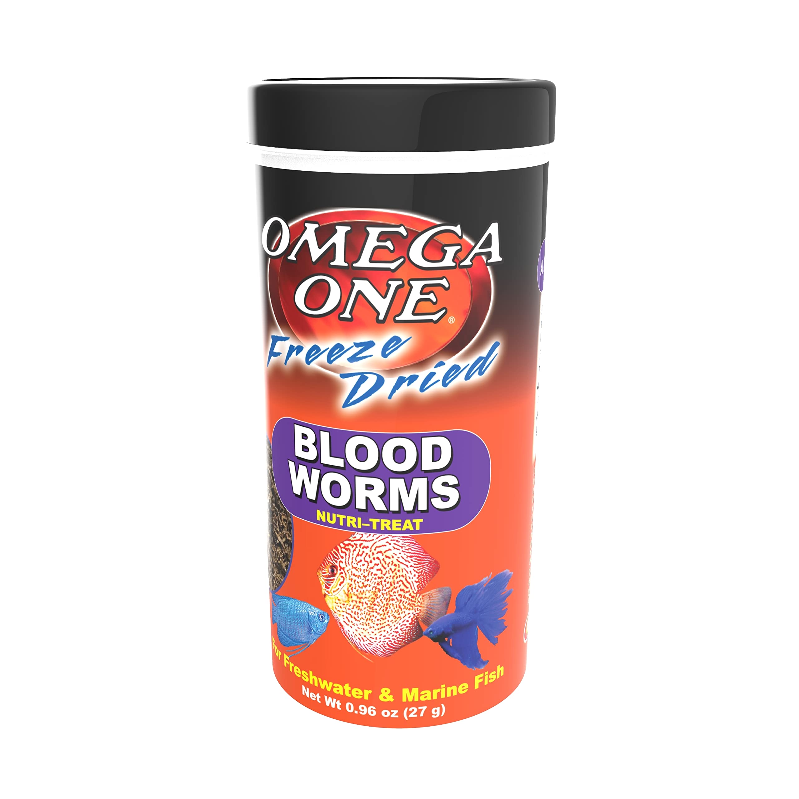Omega One gusanos sangre congelados, tazón de alimento para pez facilita porciones diarias.