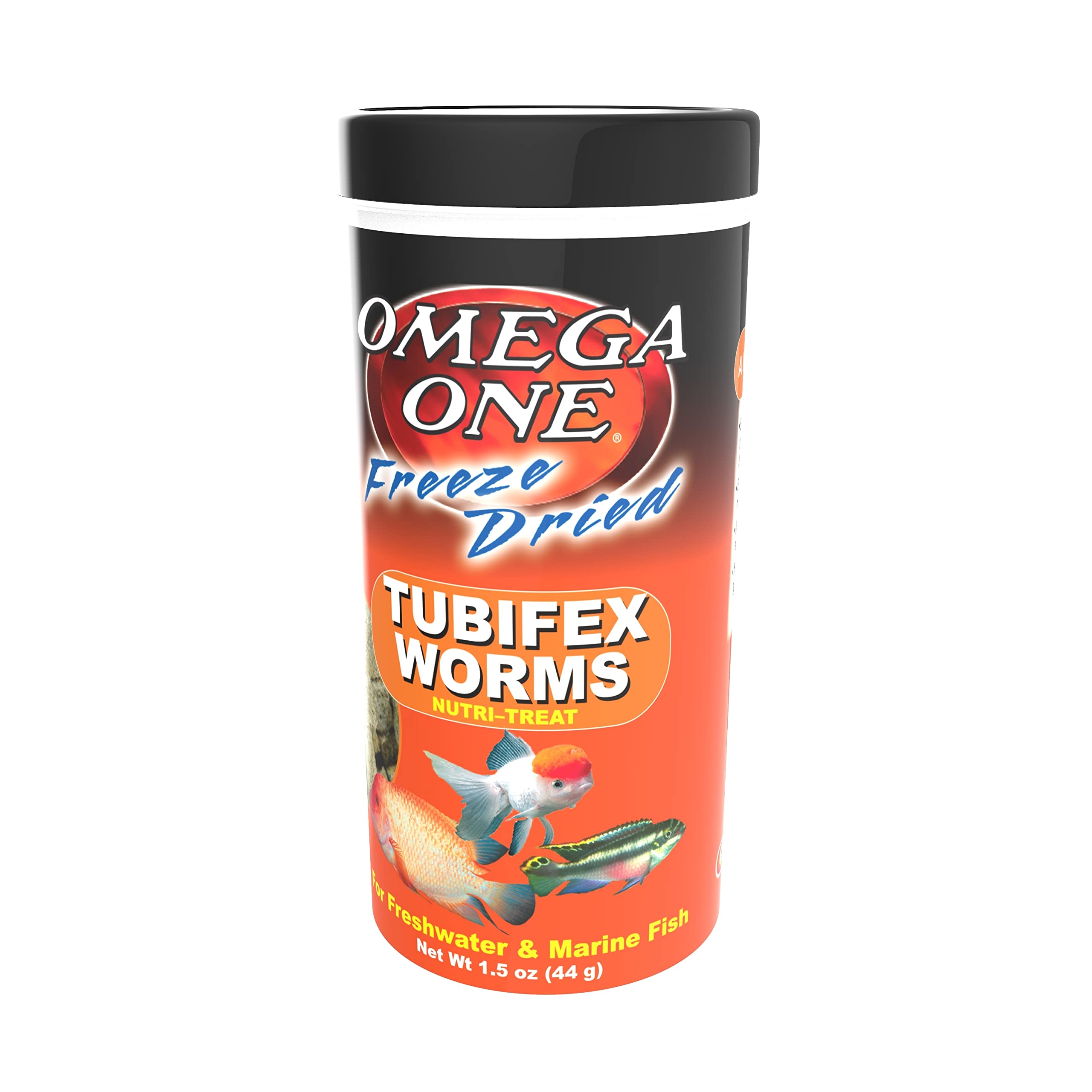 Omega One gusanos tubífex liofilizados, porción diaria para peces.