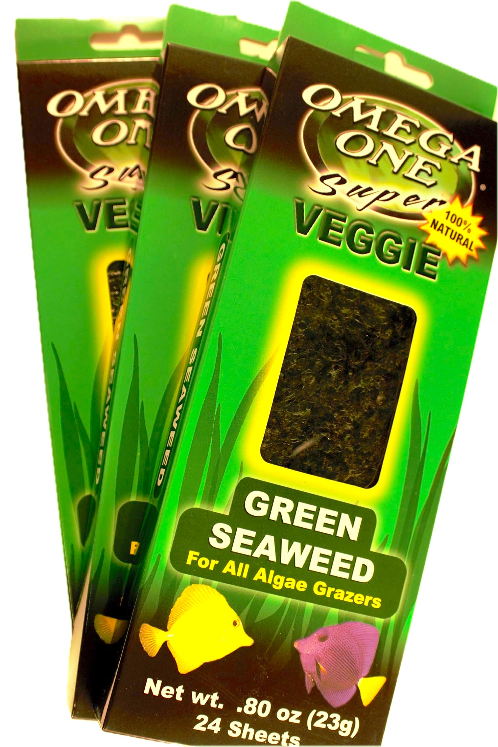 Omega One: hojas de algas verdes para acuario, complemento de dieta para peces.