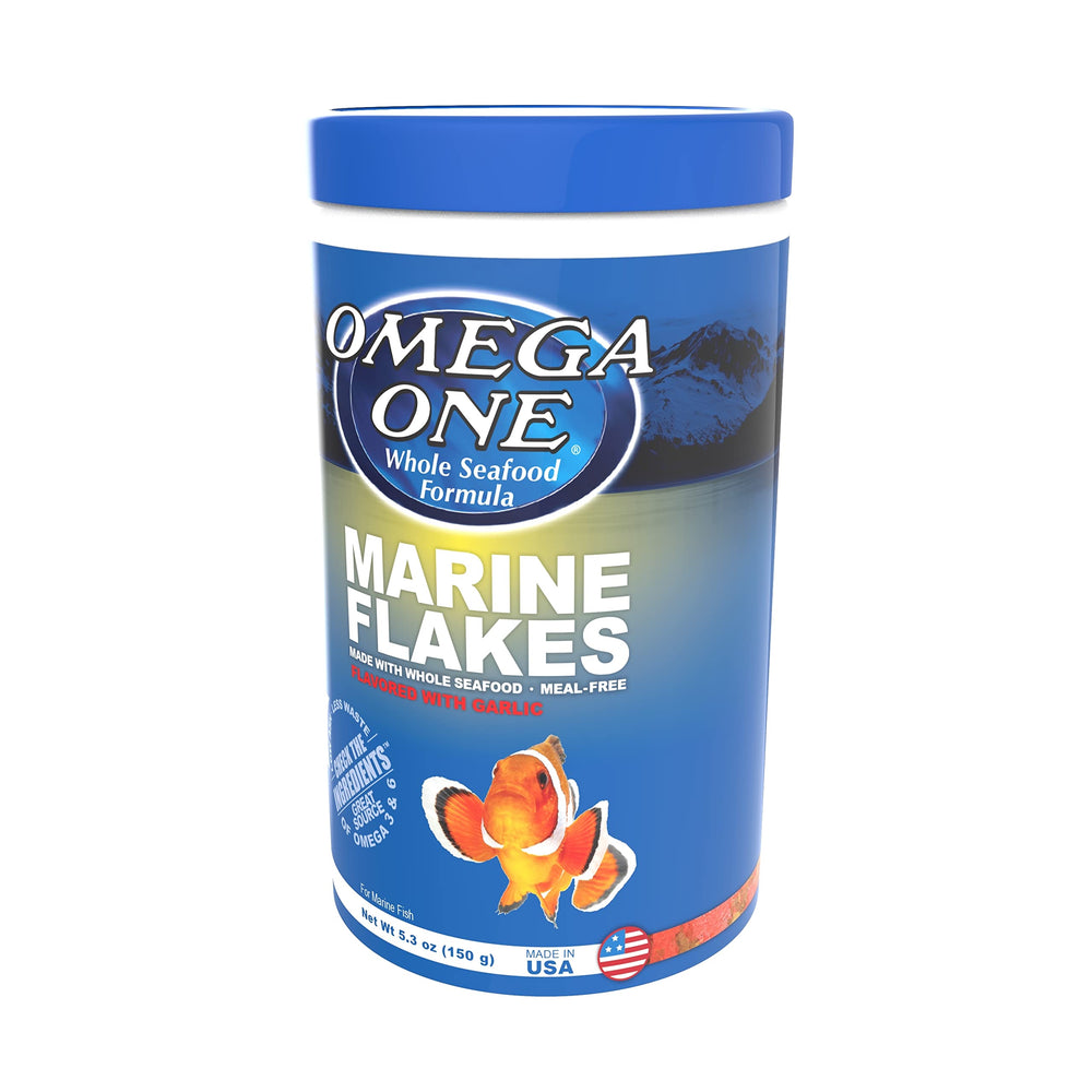 Omega One Hojuelas Marinas Ajo Caída En Acuario: alimento completo que favorece claridad del agua.