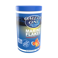Omega One Hojuelas Marinas Ajo Envase: mejora color y nutrición para peces.
