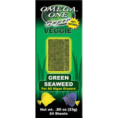 Omega One: tiras de algas verdes para acuario, alimento crujiente para peces.