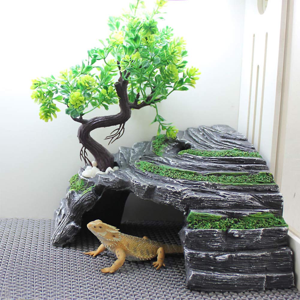 Decoración OMEM para hábitat, rocas y árboles realistas en resina.