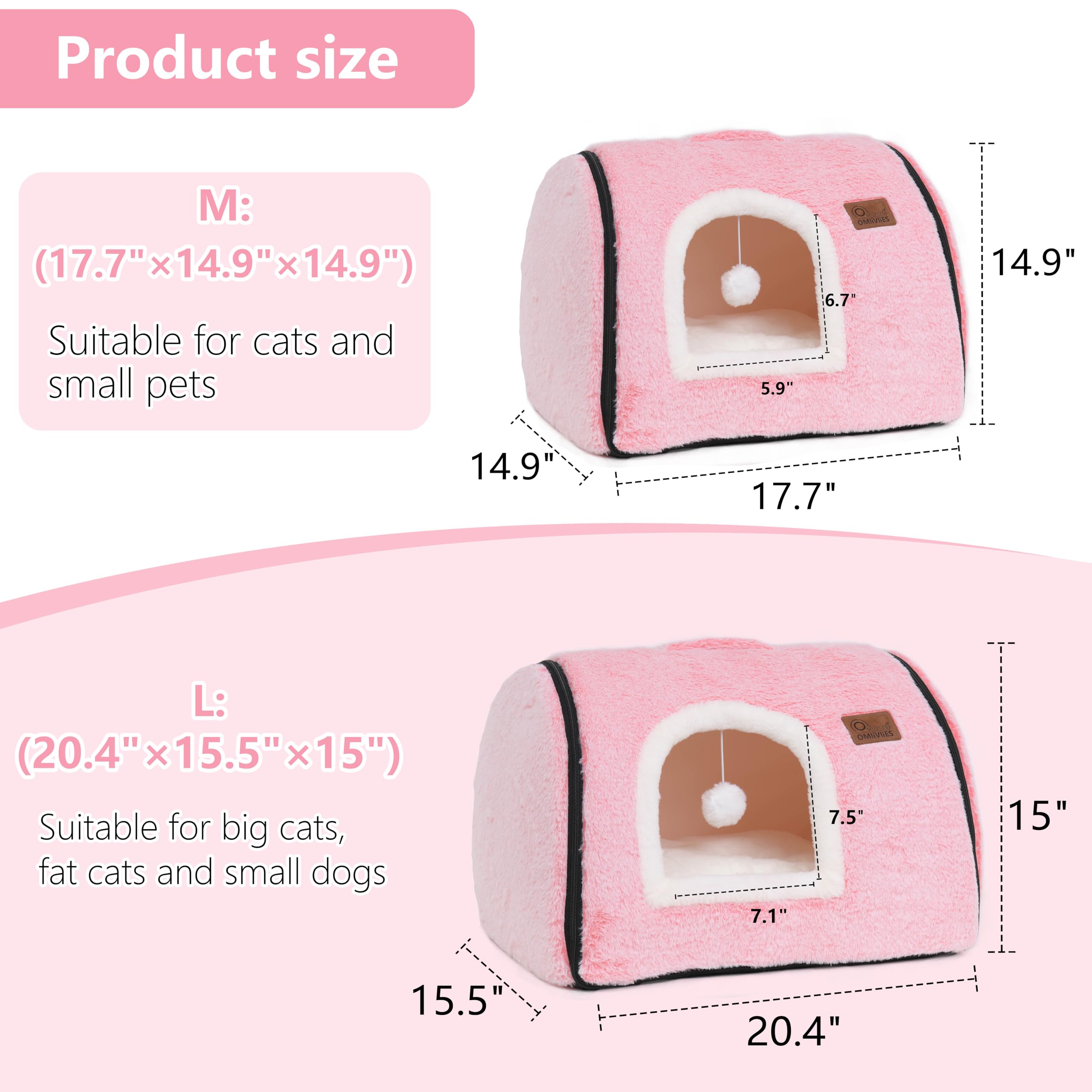 OMLIVLIES cama-gato-rosa-diseño-agradable estética suave para la decoración.