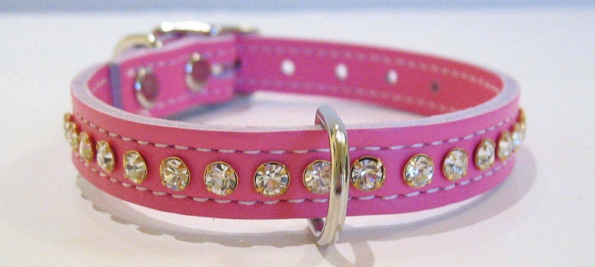 Collar OmniPet de cuero con cristales para uso diario y ocasiones especiales
