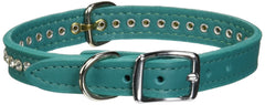 OmniPet collar de cuero con cristal y hebilla en D, ideal para paseos seguros.