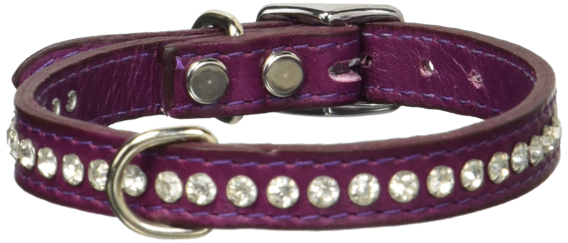 Collar OmniPet con cristales en cuero grape, ideal para ocasiones especiales