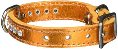 OmniPet Collar Crystal Leather metalico apricot: brillo duradero para ocasiones.