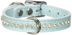 OmniPet collar de cuero con cristales, detalle de hebilla, durabilidad para paseos diarios.