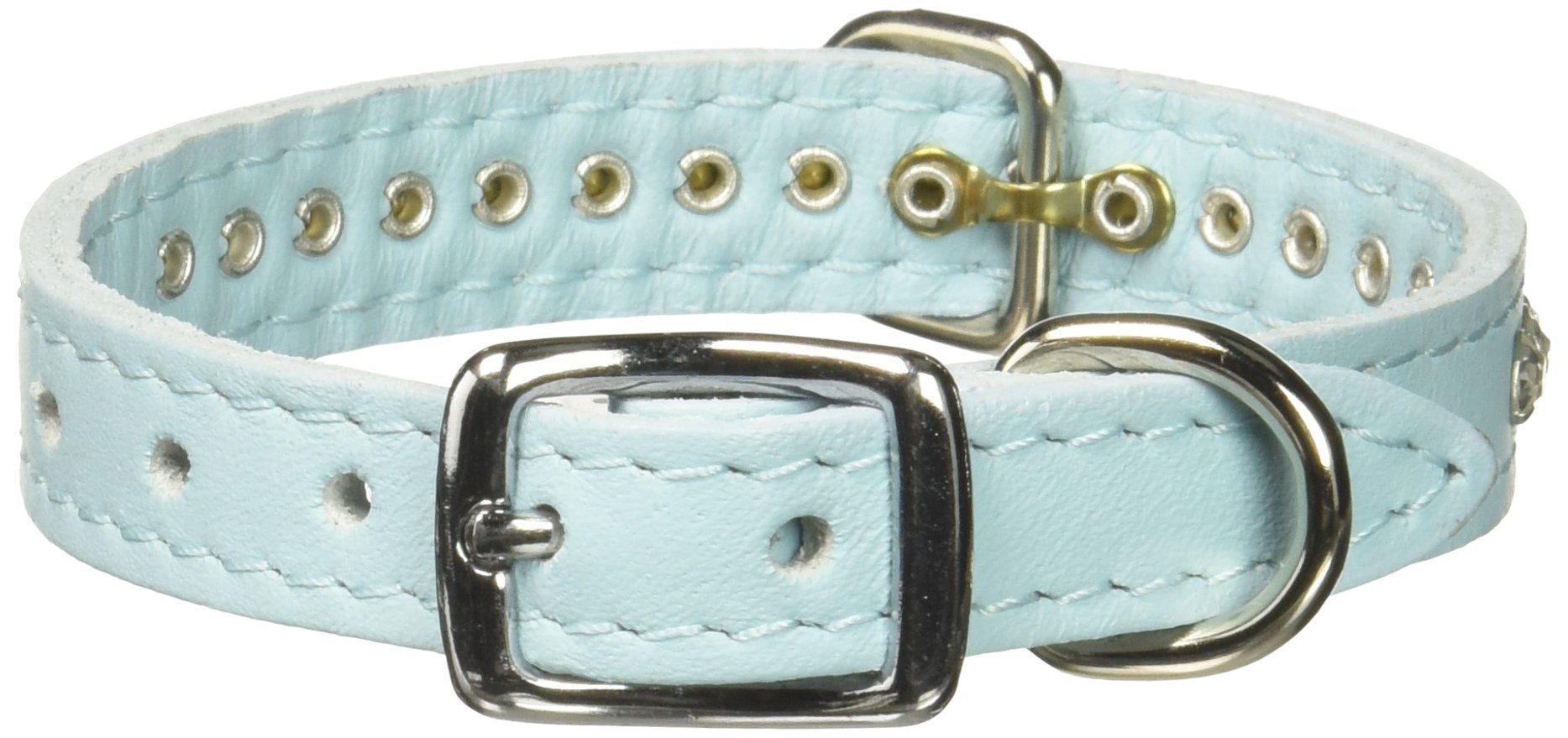 OmniPet collar de cuero con cristales, vista frontal para un look elegante diario.