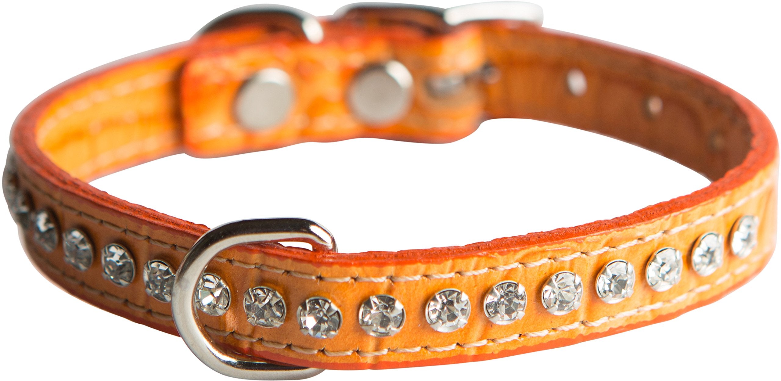 OmniPet collar de cuero con cristal, textura cocodrilo, ideal para paseos diarios con estilo