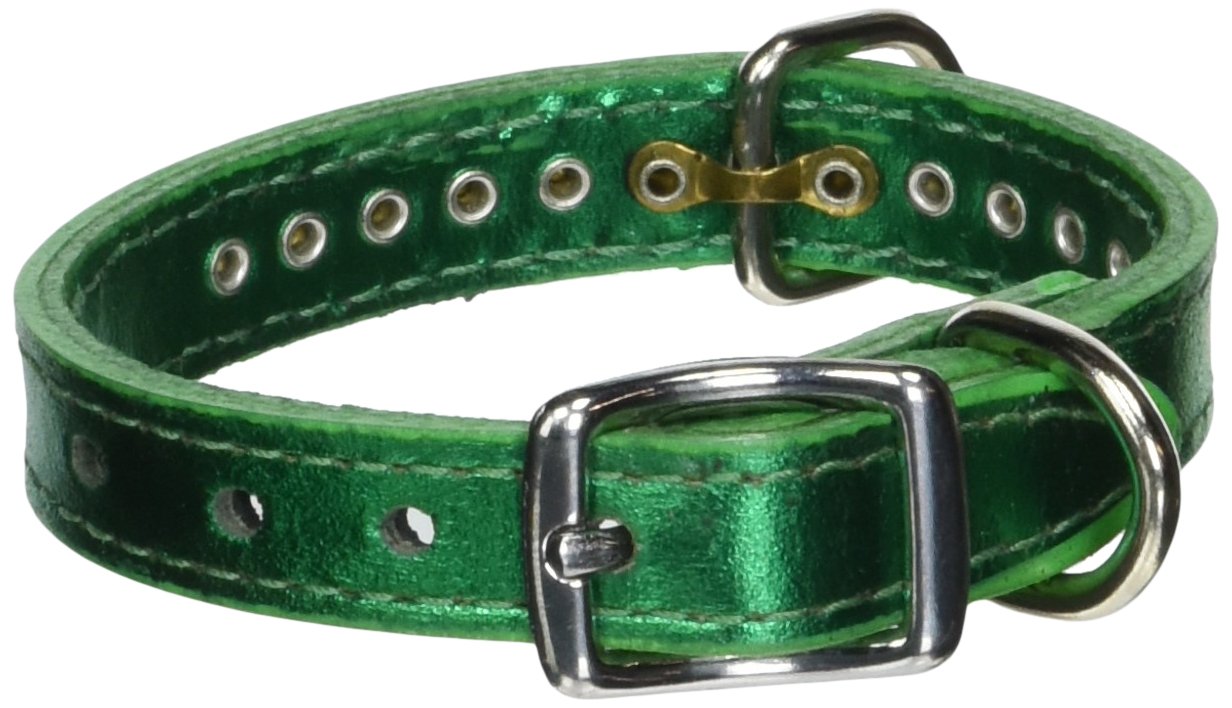 Collar OmniPet de cuero con cristales esmeralda para perro, uso diario y ocasiones especiales.