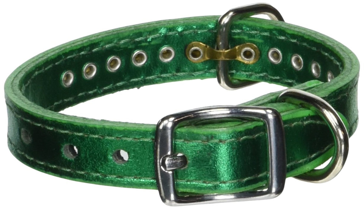 Collar OmniPet de cuero con cristales esmeralda para perro, uso diario y ocasiones especiales.