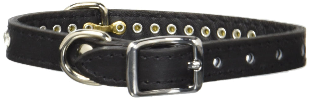 OmniPet collar de cuero con cristales, herraje níquel reforzado para seguridad.