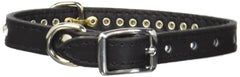 OmniPet collar de cuero con cristales, herraje níquel reforzado para seguridad.